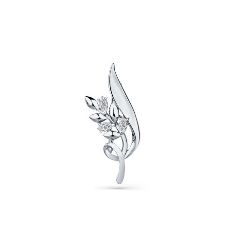 Broșă din aur alb cu pietre Cubic zirconia