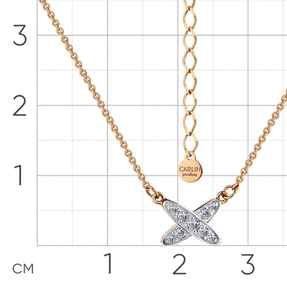Colier din aur roșu cu pietre Cubic Zirconia Incolor