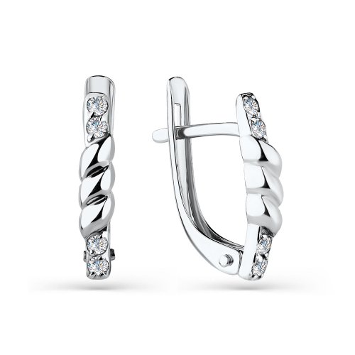 Cercei din aur alb cu pietre Cubic zirconia