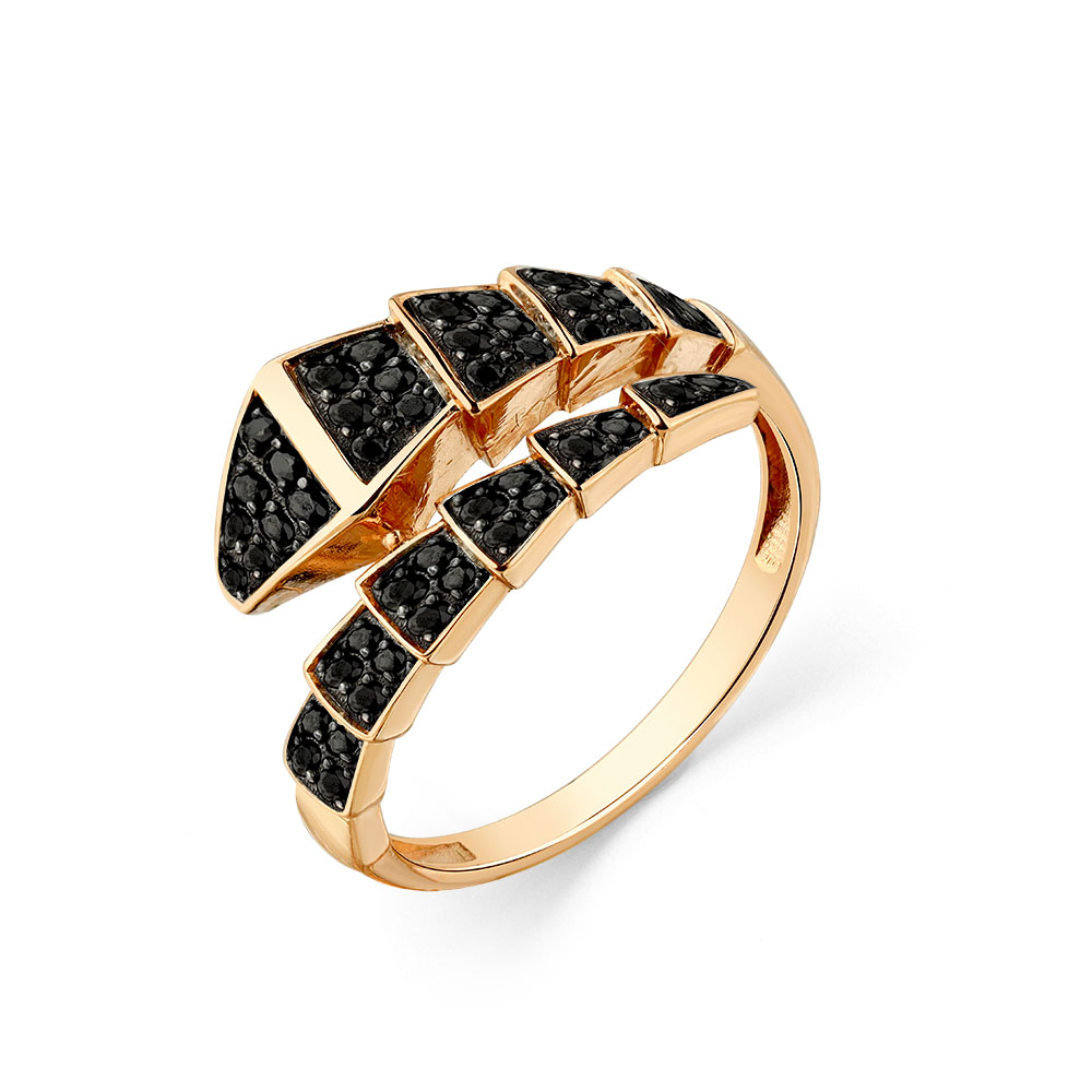 Inel din aur roșu cu pietre Cubic Zirconia Negru