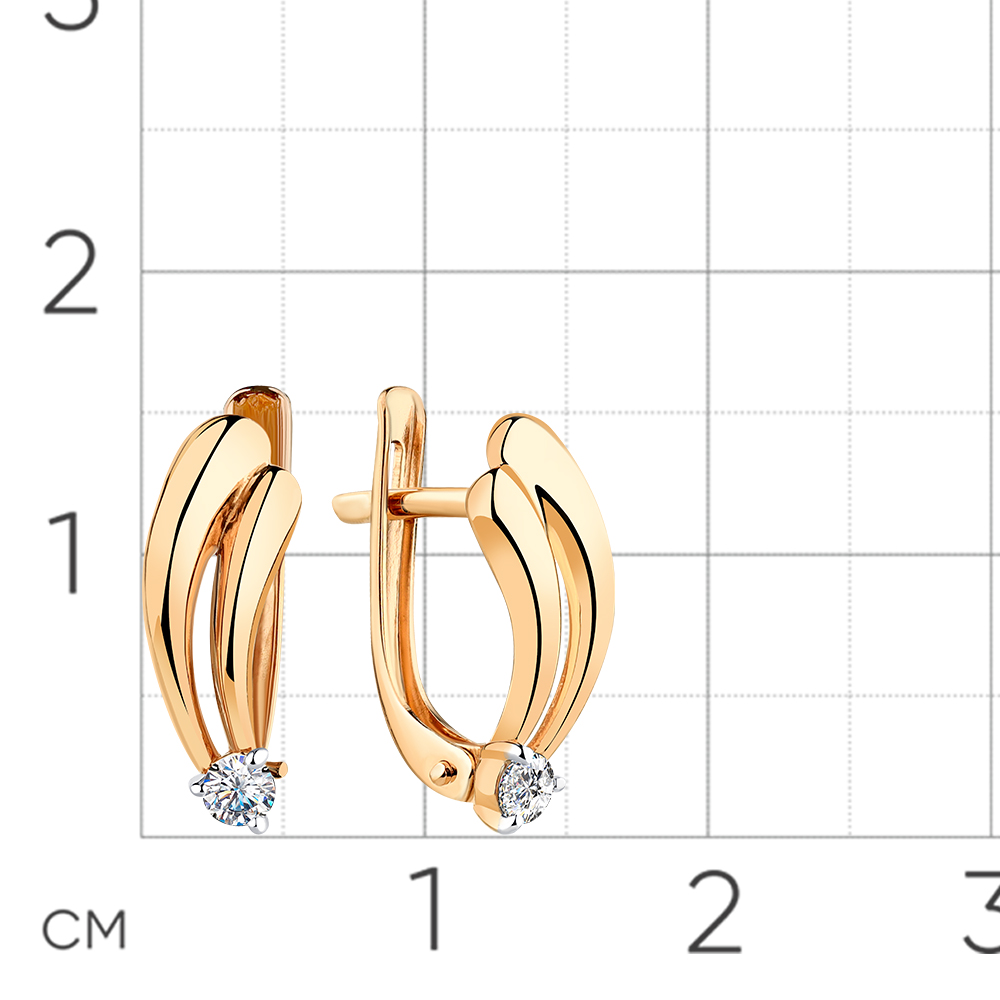 Cercei din aur roșu cu pietre Cubic Zirconia Incolor