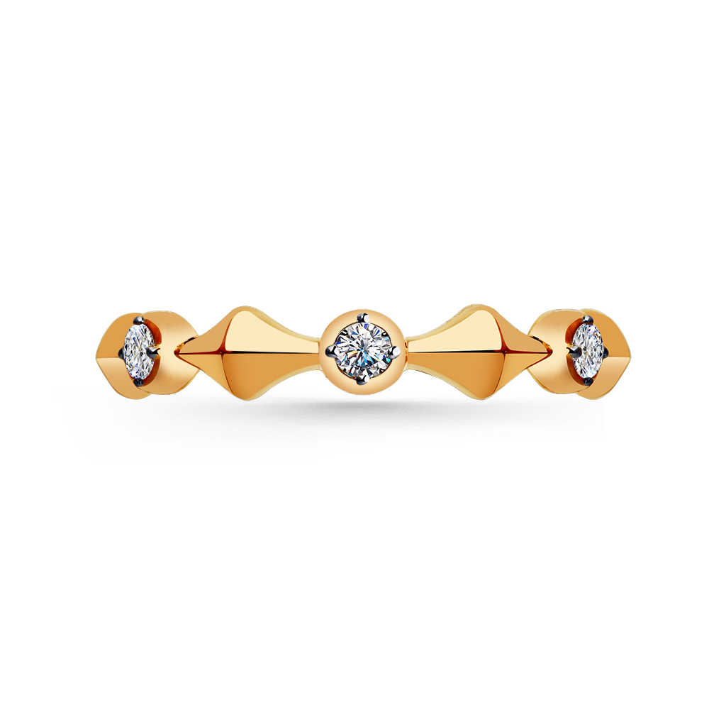 Inel din aur roșu cu pietre Cubic Zirconia Incolor