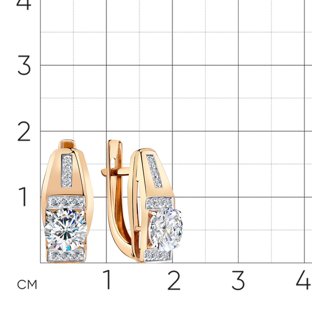 Cercei din aur roșu cu pietre Cubic Zirconia Incolor