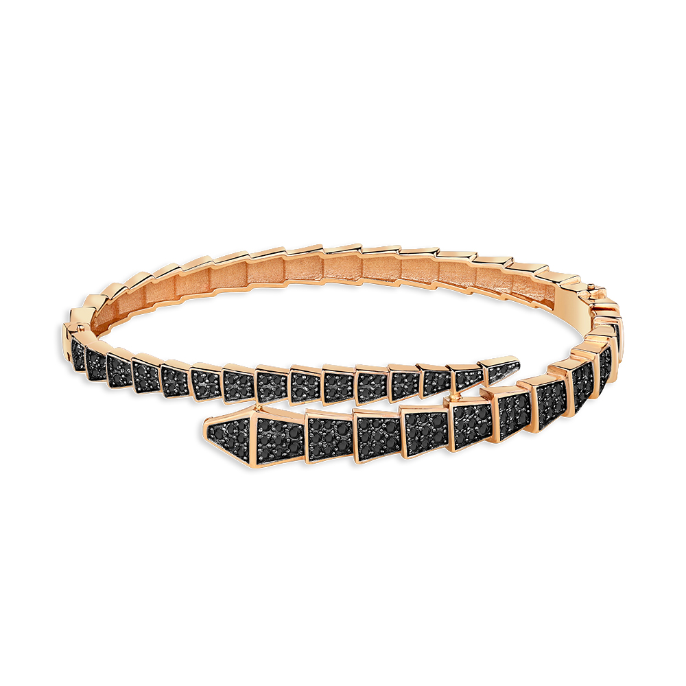 Brățară din aur roșu cu pietre Cubic Zirconia Negru