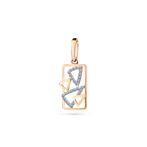 Pandantiv din aur roșu cu pietre Cubic zirconia
