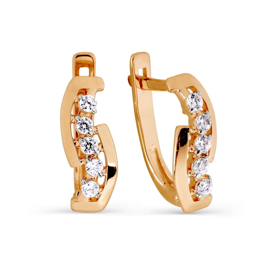 Cercei din aur roșu cu pietre Cubic zirconia