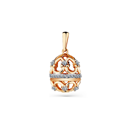 Pandantiv din aur roșu cu pietre Cubic zirconia
