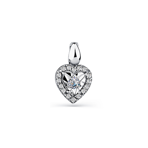 Pandantiv din aur alb cu pietre Cubic Zirconia Incolor