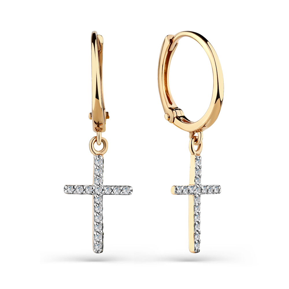 Cercei Creole din aur roșu cu pietre Cubic zirconia