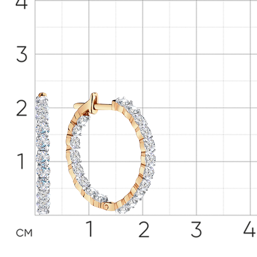 Cercei Creole din aur roșu cu pietre Cubic Zirconia Incolor