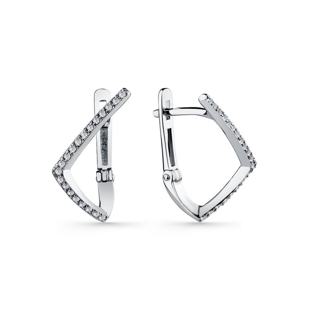 Cercei din aur alb cu pietre Cubic zirconia