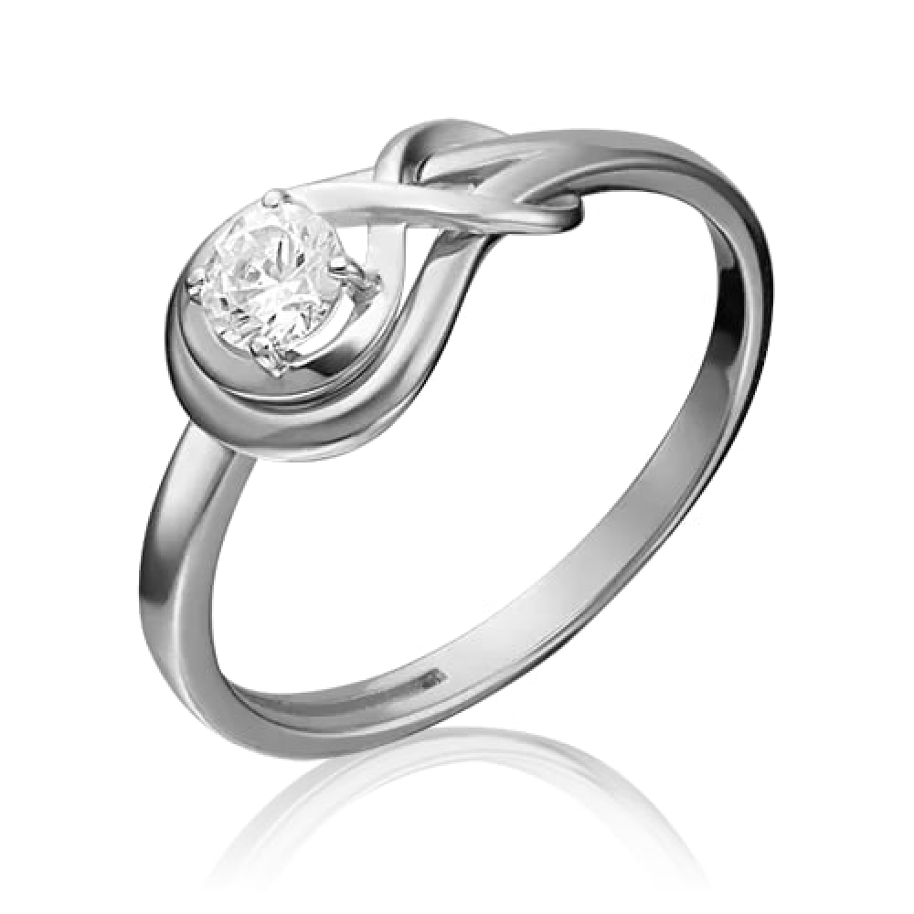 Inel din aur alb cu pietre Cubic Zirconia Incolor
