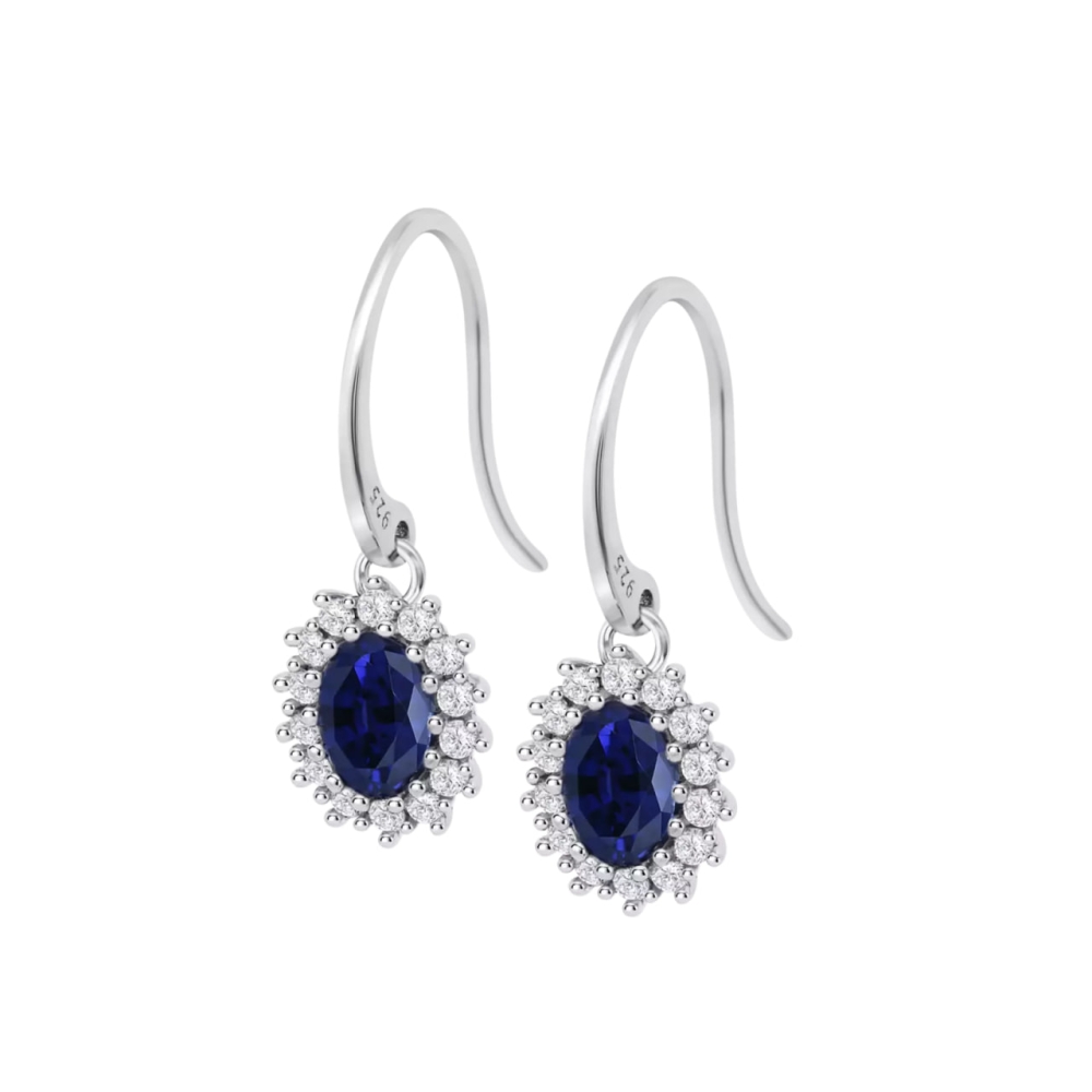 Cercei din argint cu Cubic Zirconia Incolor, Cubic Zirconia Albastru