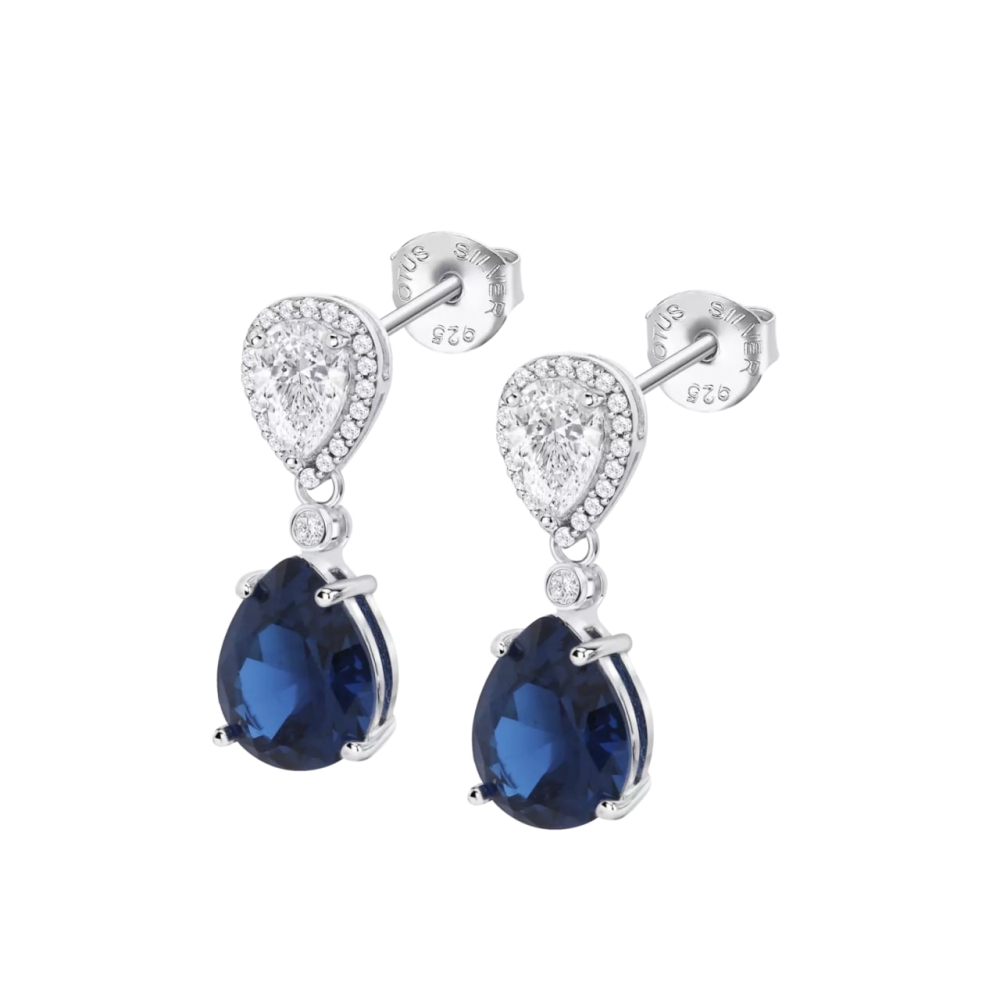 Cercei din argint cu Cubic Zirconia Incolor, Cubic Zirconia Albastru