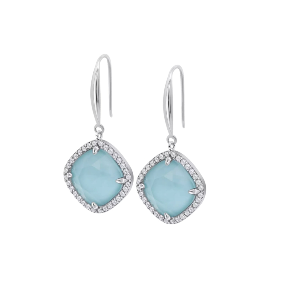 Cercei din argint cu Cubic Zirconia Incolor, Cubic Zirconia Albastru
