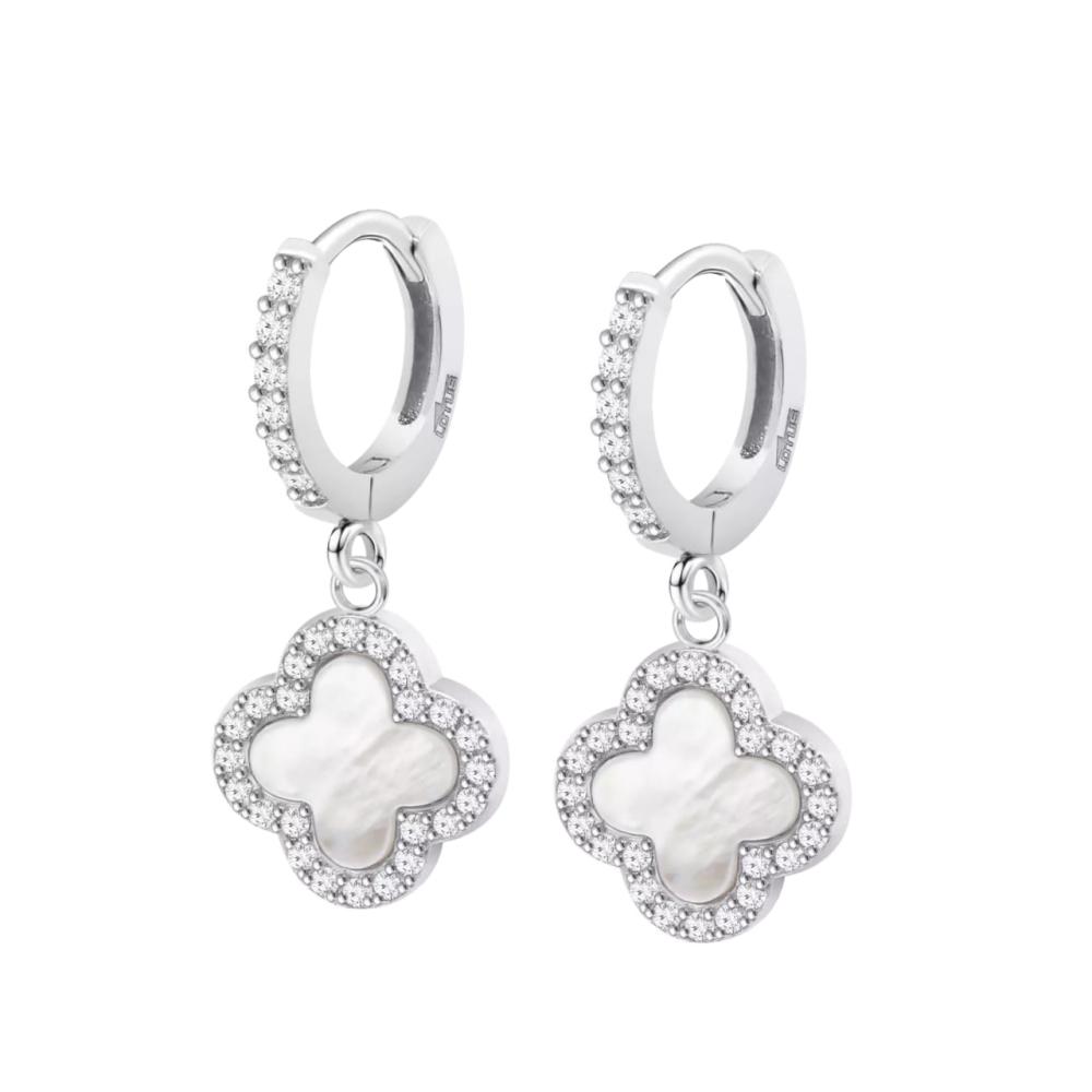 Cercei din argint cu Cubic Zirconia Incolor, Sidef Alb
