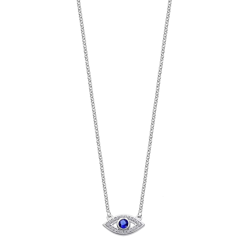 Colier din argint cu Cubic Zirconia Incolor, Cubic Zirconia Albastru