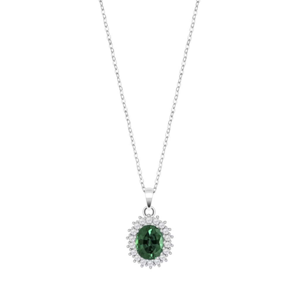 Colier din argint cu Cubic Zirconia Incolor, Cubic Zirconia Verde