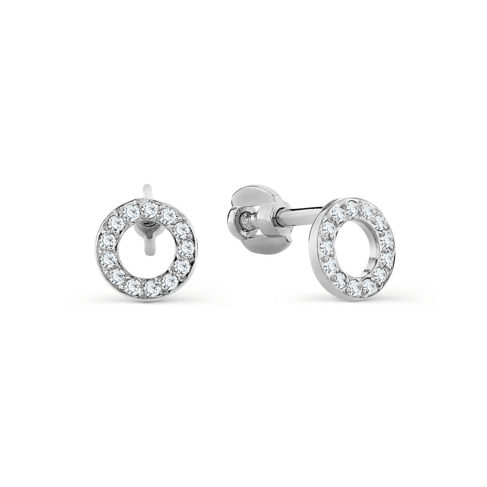 Cercei Pusete din aur alb cu pietre Cubic Zirconia Incolor