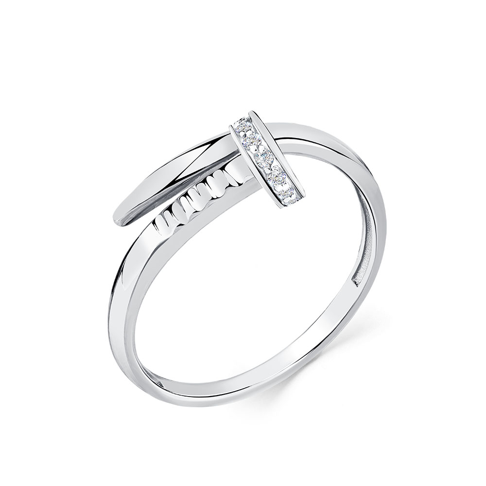 Inel din aur alb cu pietre Cubic Zirconia Incolor