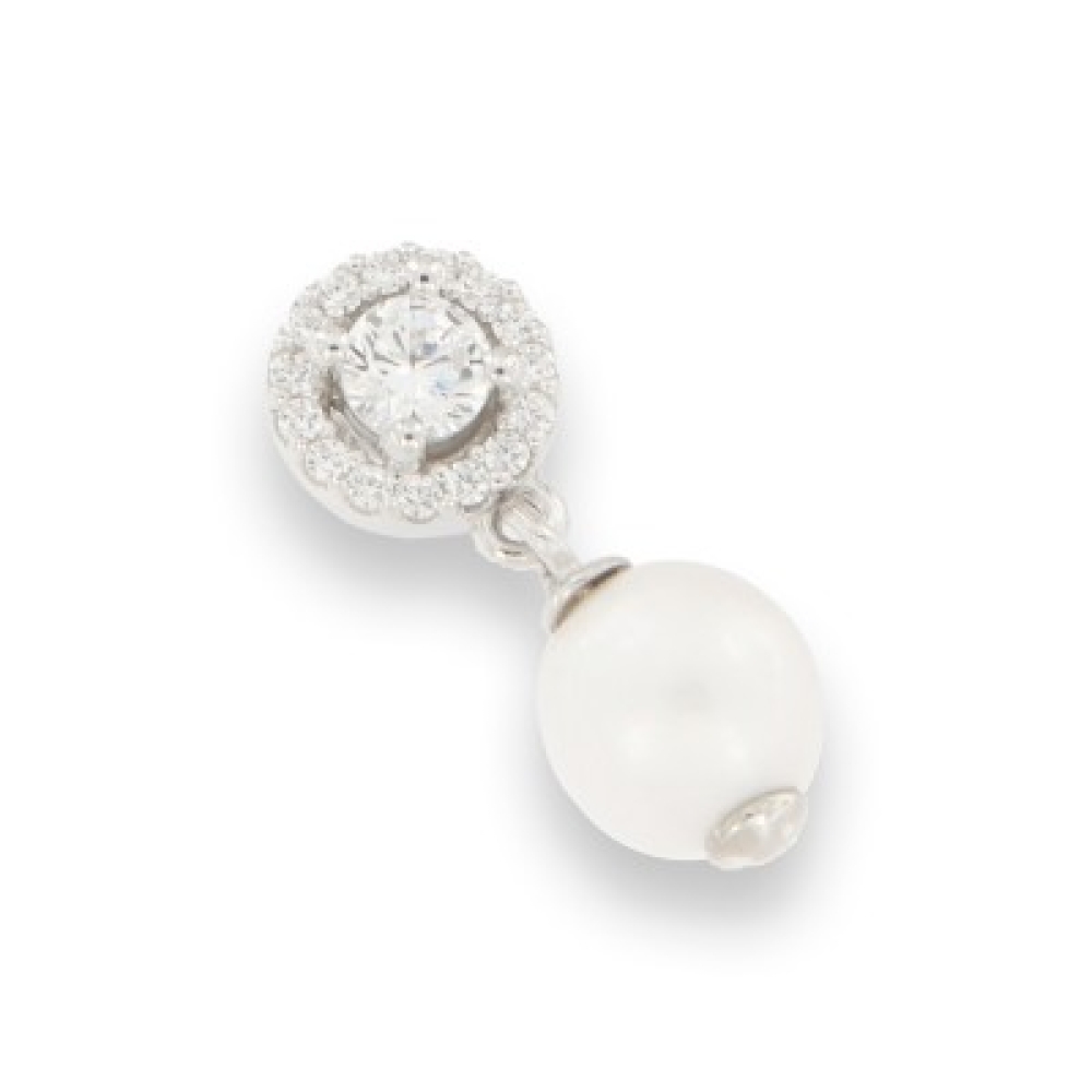 Pandantiv din argint  cu pietre Cubic Zirconia Incolor, Perla Imit.
