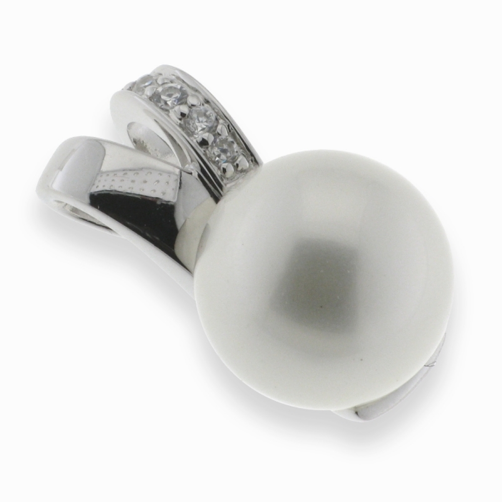 Pandantiv din argint  cu pietre Cubic Zirconia Incolor, Perla Imit.