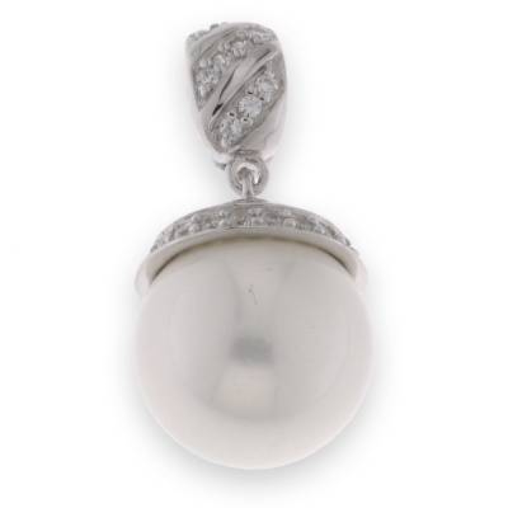 Pandantiv din argint  cu pietre Cubic Zirconia Incolor, Perla Imit.