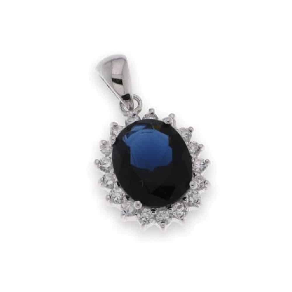 Pandantiv din argint  cu pietre Cubic Zirconia Incolor, Corindon