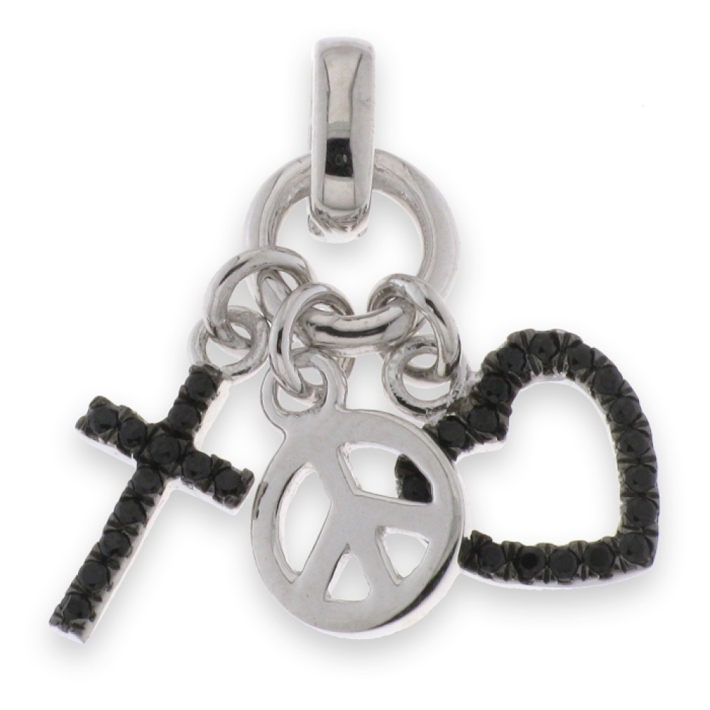 Pandantiv din argint  cu pietre Cubic Zirconia Negru
