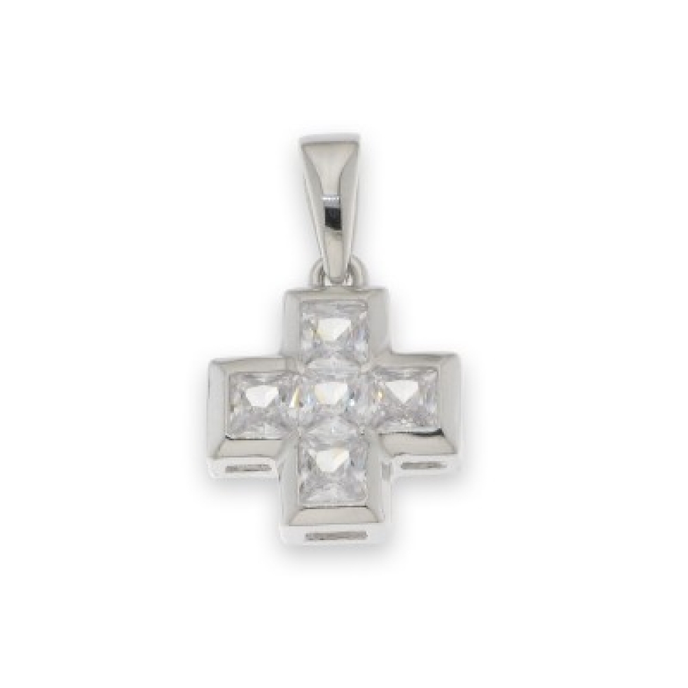 Cruce din argint  cu pietre Cubic Zirconia Incolor