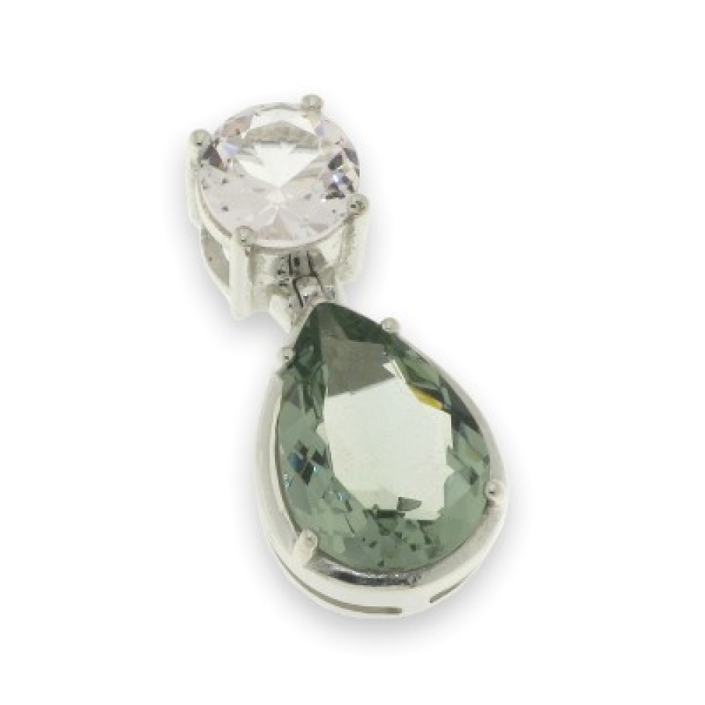 Pandantiv din argint  cu pietre Cubic Zirconia Roz, Cubic Zirconia Verde