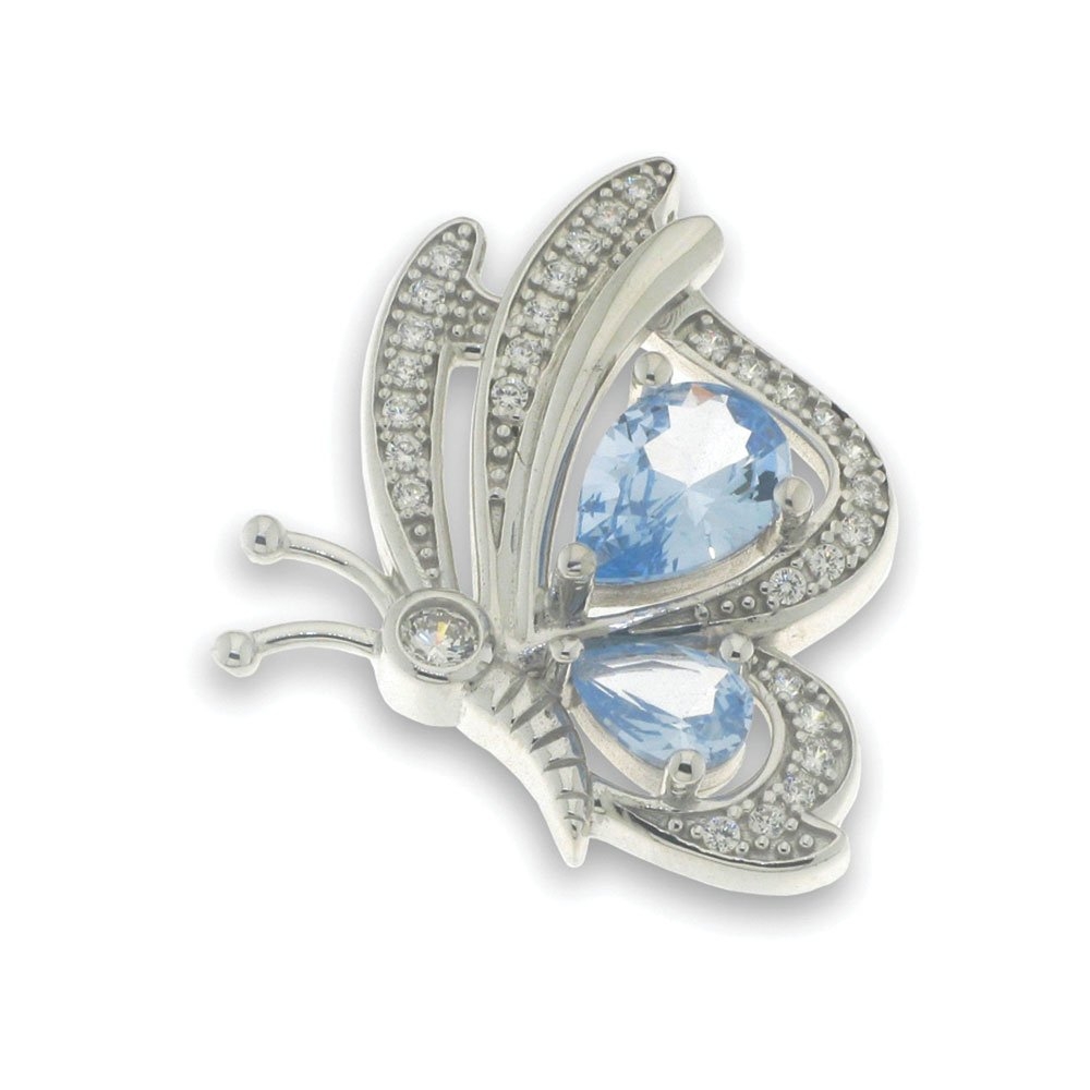 Pandantiv din argint  cu pietre Cubic Zirconia Incolor, Cubic Zirconia Albastru