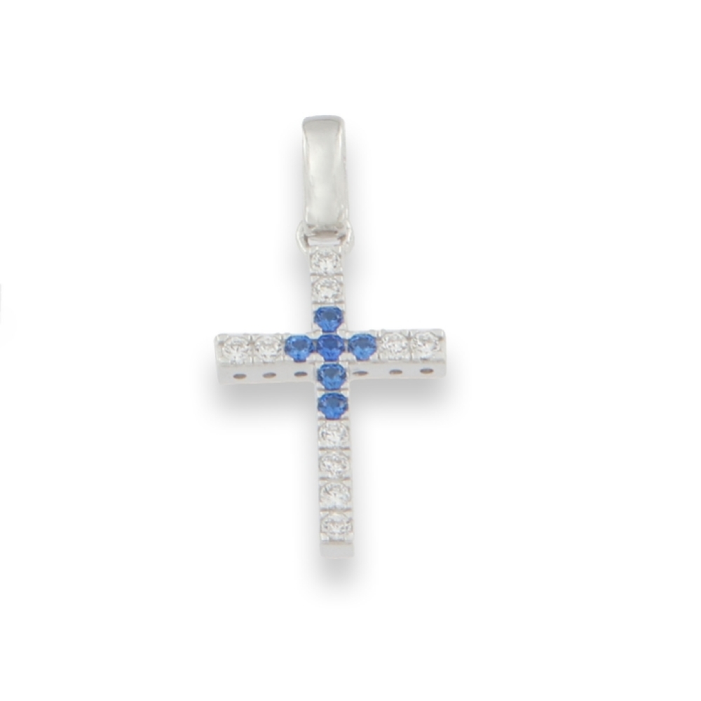 Cruce din argint  cu pietre Cubic Zirconia Incolor, Corindon