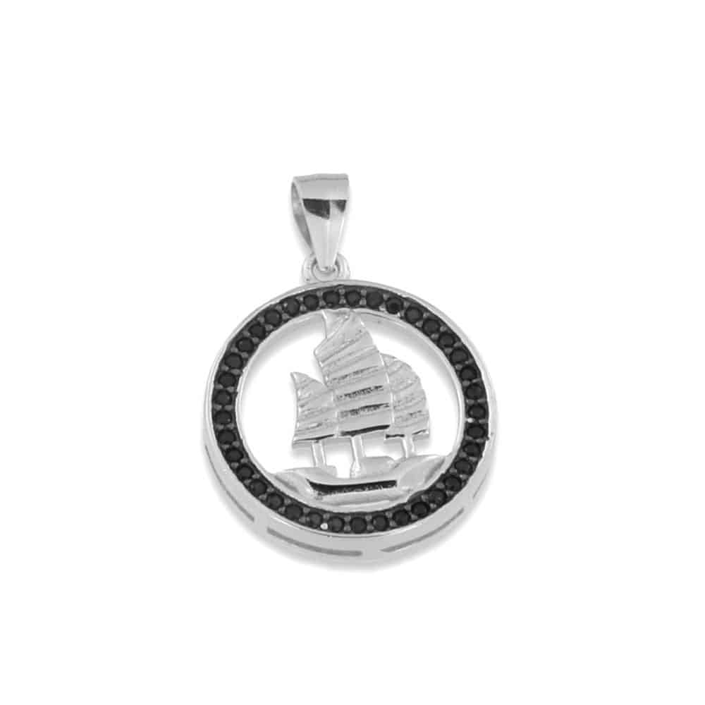 Pandantiv din argint  cu pietre Cubic Zirconia Negru
