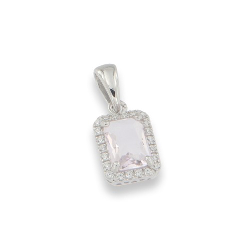 Pandantiv din argint  cu pietre Cubic Zirconia Incolor, Cubic Zirconia Roz