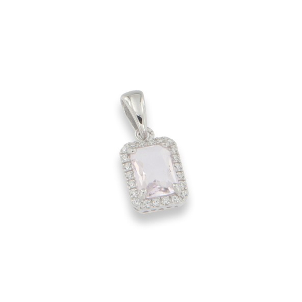 Pandantiv din argint  cu pietre Cubic Zirconia Incolor, Cubic Zirconia Roz