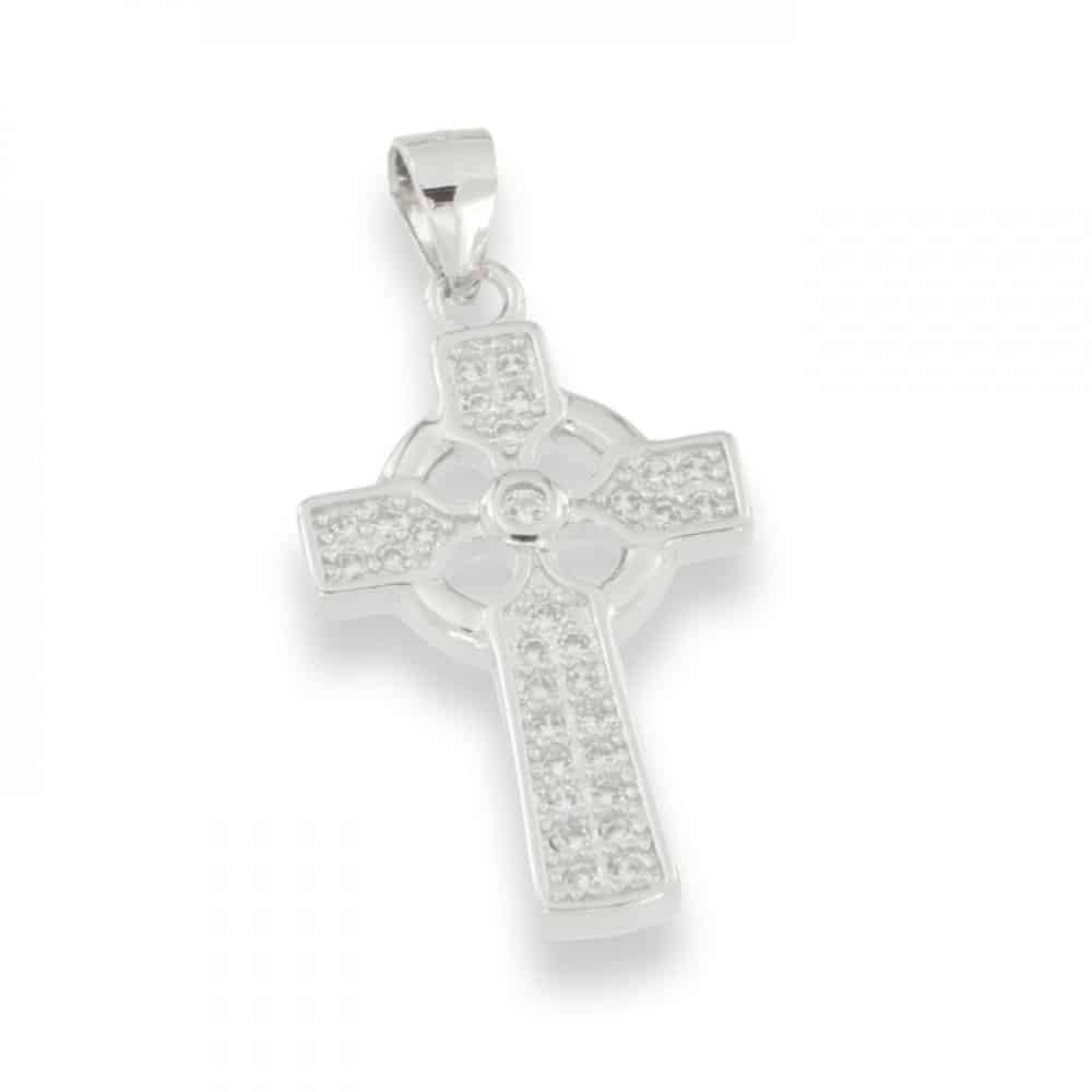 Cruce din argint  cu pietre Cubic Zirconia Incolor