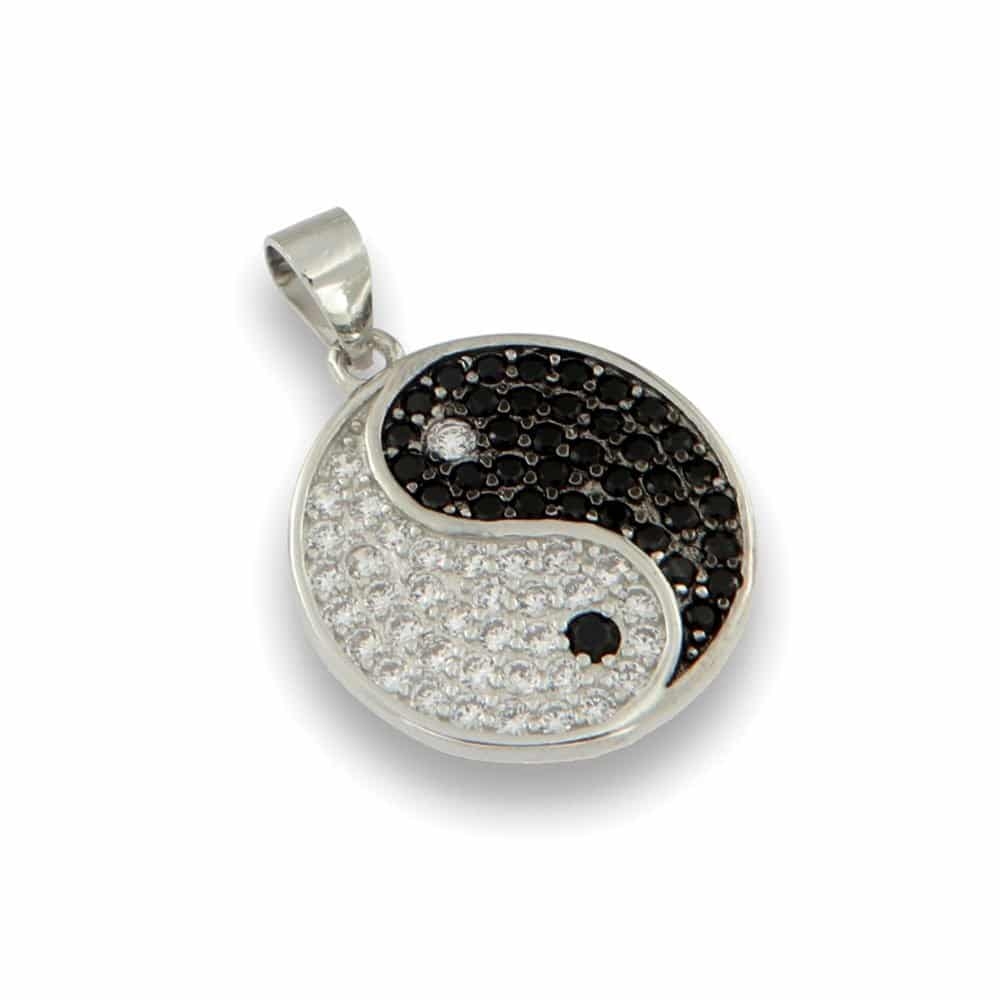 Pandantiv din argint  cu pietre Cubic Zirconia Incolor, Cubic Zirconia Negru