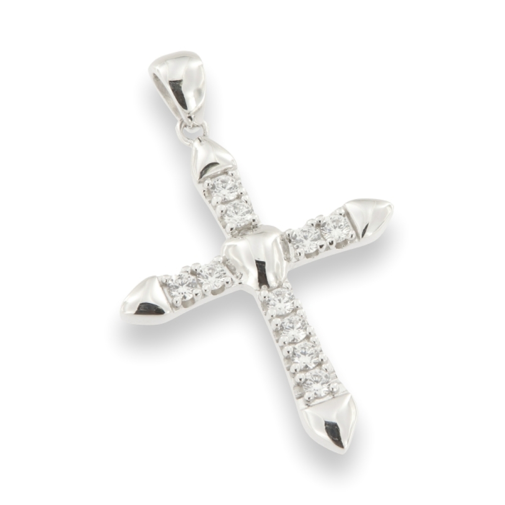 Cruce din argint  cu pietre Cubic Zirconia Incolor