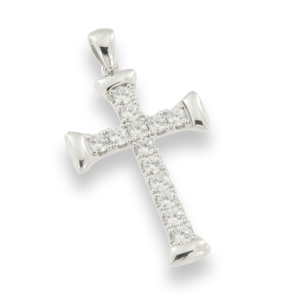 Cruce din argint  cu pietre Cubic Zirconia Incolor