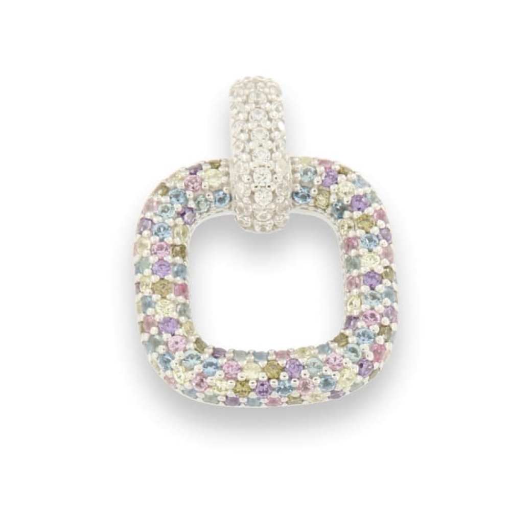 Pandantiv din argint  cu pietre Cubic Zirconia Galben, Cubic Zirconia Albastru și Cubic Zirconia Roz