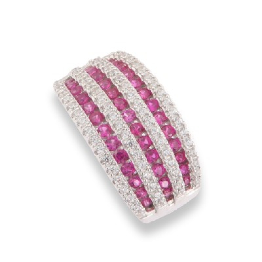 Pandantiv din argint  cu pietre Cubic Zirconia Incolor, Corindon (rubin)