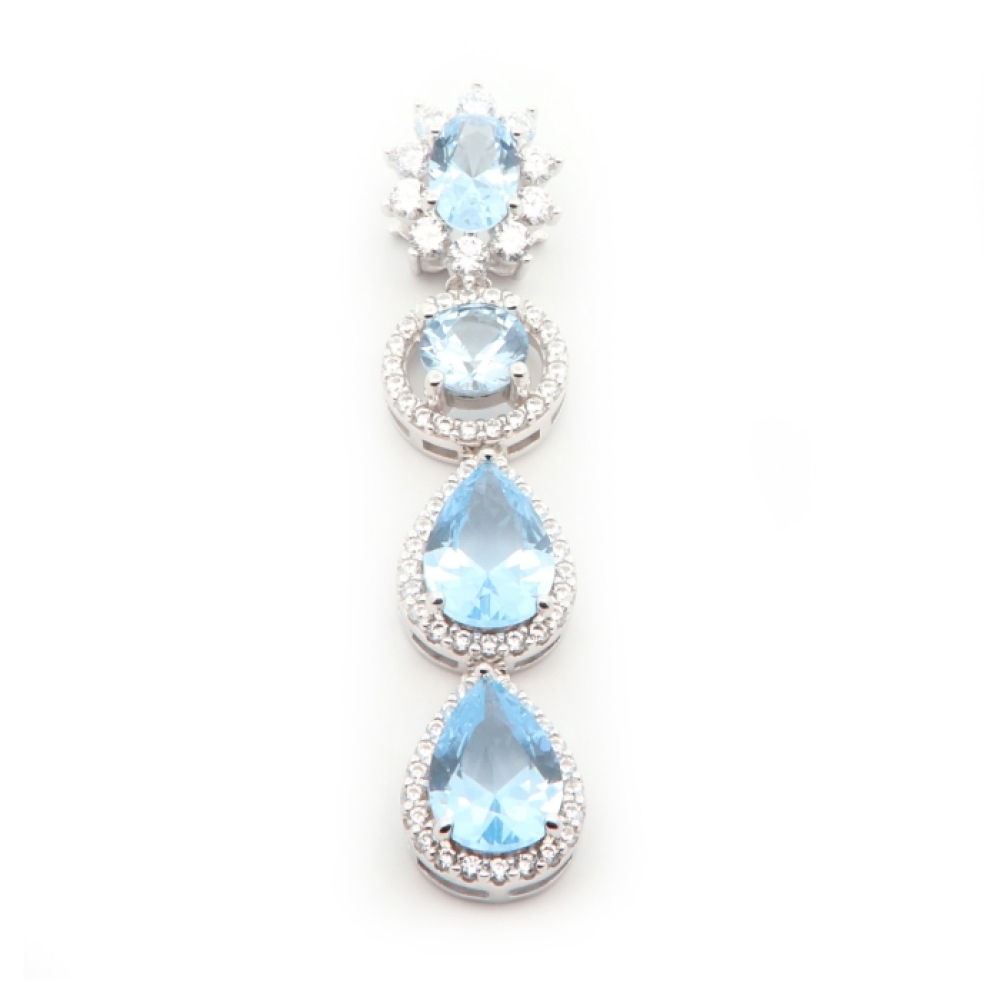Pandantiv din argint  cu pietre Cubic Zirconia Incolor, Cubic Zirconia Albastru