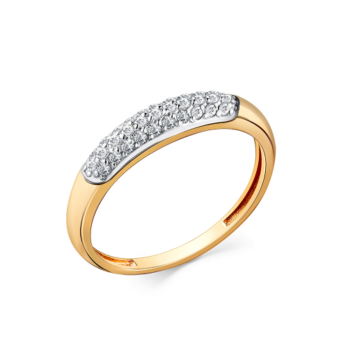 Inel din aur roșu cu pietre Cubic Zirconia Incolor
