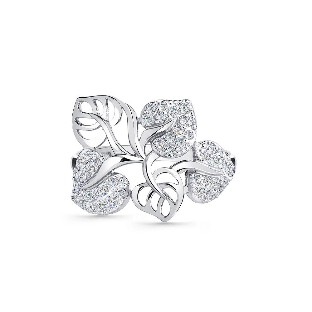 Inel din aur alb cu pietre Cubic Zirconia Incolor