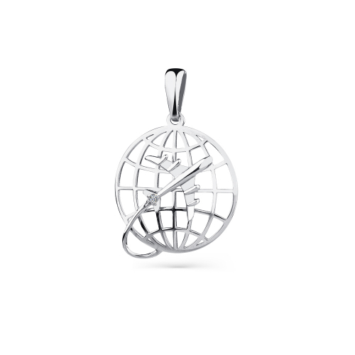 Pandantiv din aur alb cu pietre Cubic zirconia