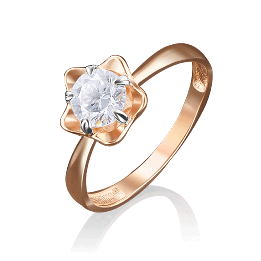 Inel din aur roșu cu pietre Cubic Zirconia Incolor
