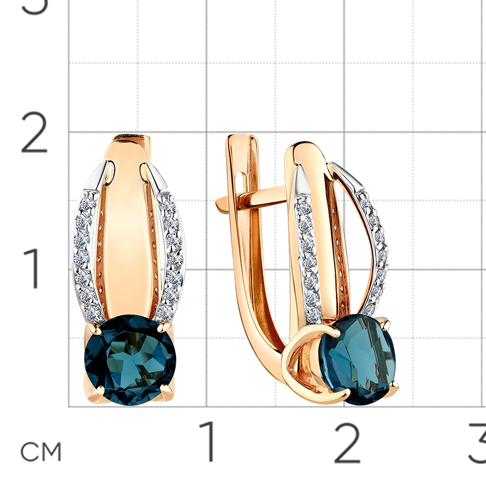 Cercei din aur roșu cu pietre Cubic Zirconia Incolor, Topaz London