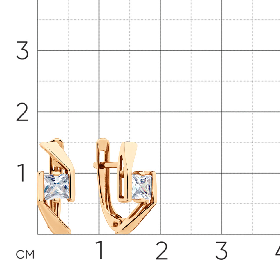 Cercei din aur roșu cu pietre Cubic Zirconia Incolor