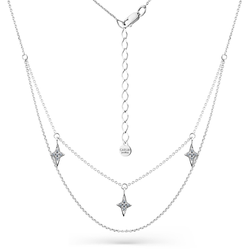 Colier din aur alb cu pietre Cubic zirconia